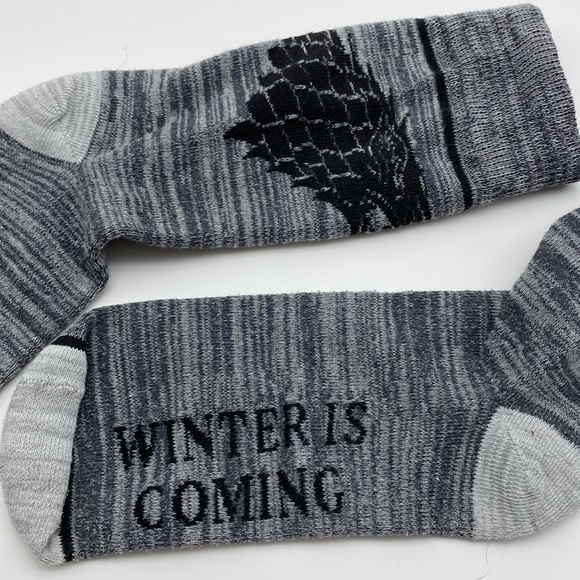 Game Of Thrones Gray & Black “Winter Is Coming” Unisex Socks NWOT - Picture 1 of 5